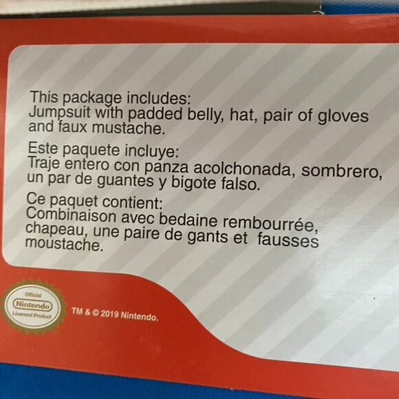 Super Mario Deluxe Halloween Costume Jumpsuit Kid's Padded Belly Sz Large - Picture 5 of 5